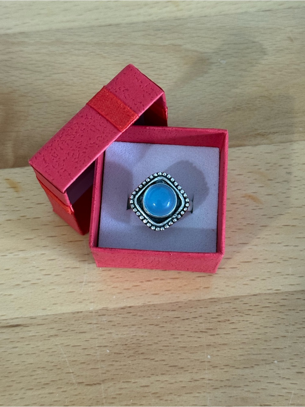 Blue quartz ring stamped “925”